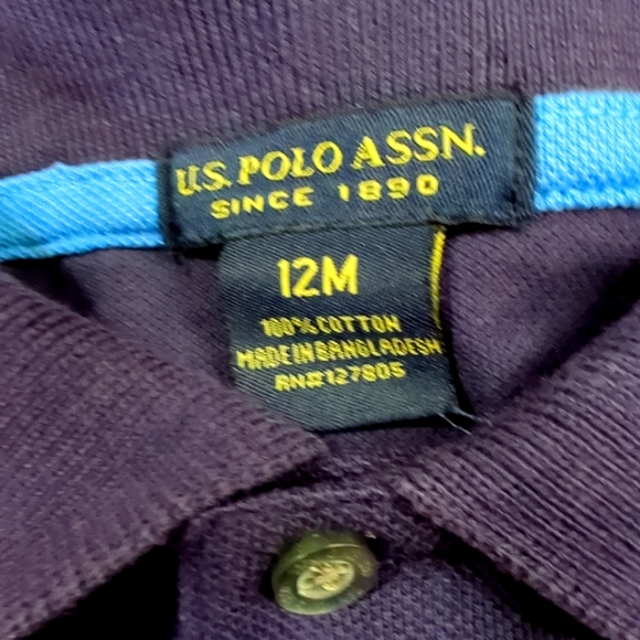 US Polo Assn Boys size 12 Months Navy Blue Polo Shirt with Logo NWT - Picture 9 of 10